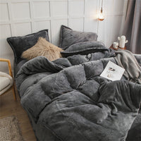 HKM-175955 Plush Double-Sided Fleece Duvet Cover Set in Warm Yellow and Various Colors