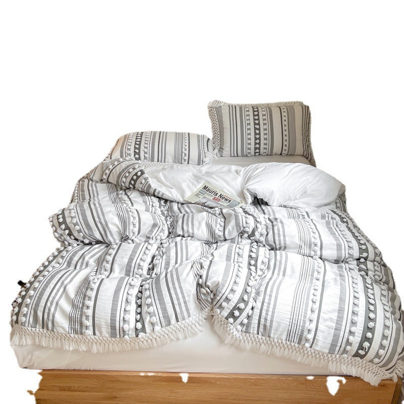 HKM-176147 Bohemian Cotton Quilt Set - 4-Piece Ins Wind Stereo Style for 1.5m, 1.8m, and 2.0m Beds