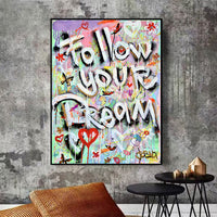 HKM-176147 Inspirational Graffiti Canvas Painting - Frameless Flat Art Print