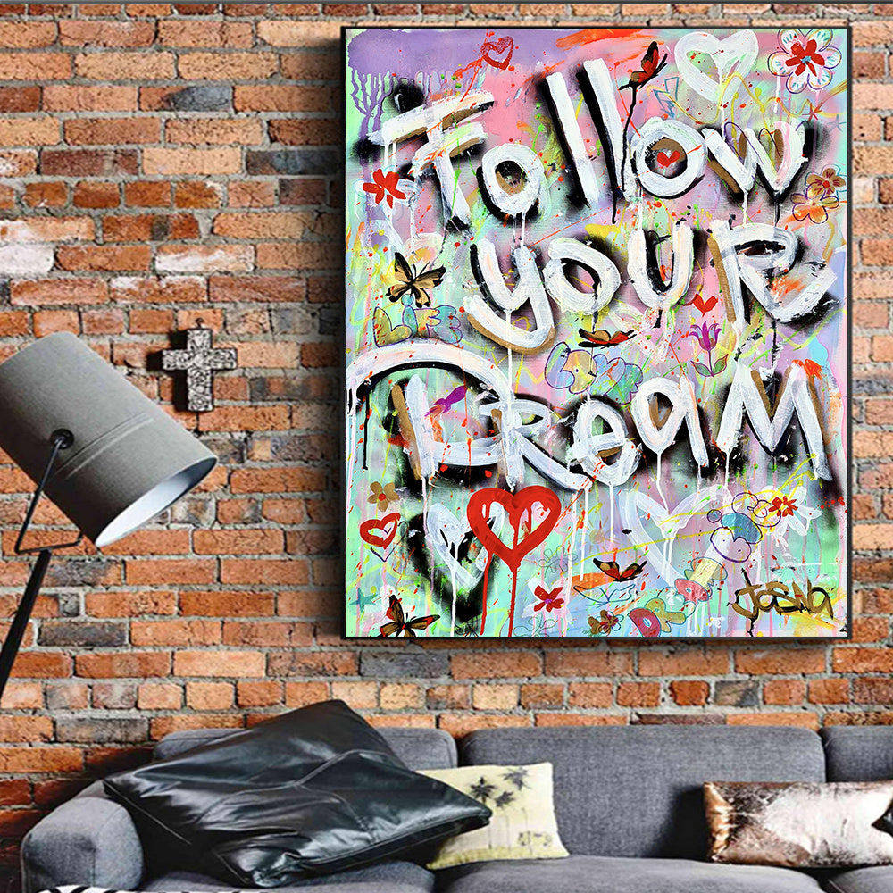 HKM-176147 Inspirational Graffiti Canvas Painting - Frameless Flat Art Print