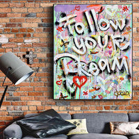 HKM-176147 Inspirational Graffiti Canvas Painting - Frameless Flat Art Print