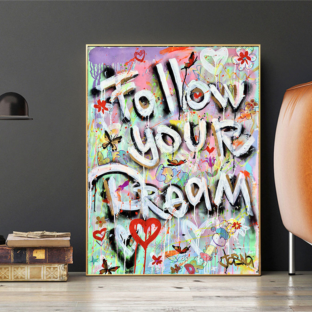 HKM-176147 Inspirational Graffiti Canvas Painting - Frameless Flat Art Print