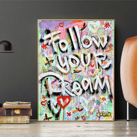 HKM-176147 Inspirational Graffiti Canvas Painting - Frameless Flat Art Print