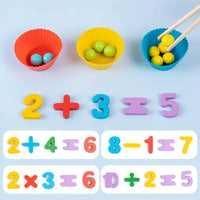 HKM-176147 Wooden Numeral Cognitive Arithmetic Puzzle and Bead Matching Educational Toy for Ages 2 and Up