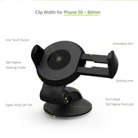 HKM-176211 High Viscosity Adjustable Car Phone Holder with 360-Degree Rotation and Strong Suction Cup