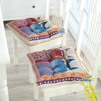 HKM-176211 Wear-Resistant Corduroy Chair Cushion - 43x43cm with Straps, Various Designs Available