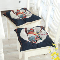 HKM-176211 Wear-Resistant Corduroy Chair Cushion - 43x43cm with Straps, Various Designs Available