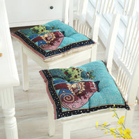 HKM-176211 Wear-Resistant Corduroy Chair Cushion - 43x43cm with Straps, Various Designs Available