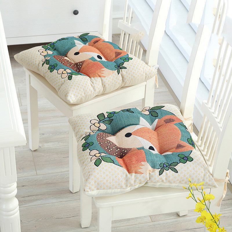 HKM-176211 Wear-Resistant Corduroy Chair Cushion - 43x43cm with Straps, Various Designs Available