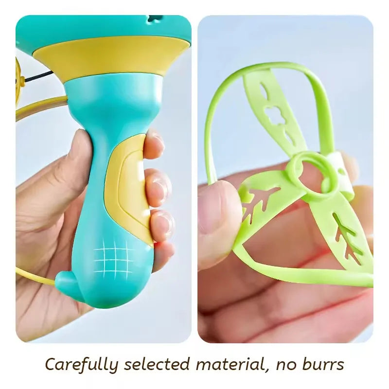HKM-176403 String Pull Frog Flying Saucer Launcher - Outdoor Flying Toy for Kids Age 5 and Up