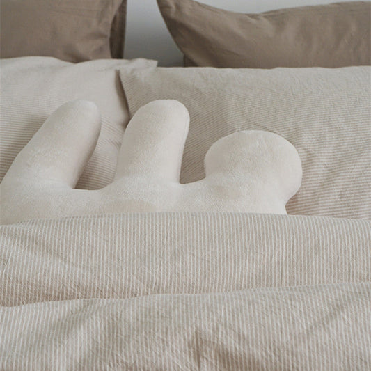 HKM-176467 Milk White Geometric Plush Throw Pillow for Bedroom Decor - 30x50cm