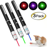HKM-176595 3-Pack Laser Pointer for Dogs and Cats - Green, Purple, Red Light Pen for Interactive Play