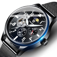 HKM-176659 Men's Mechanical Watch with Waterproof, Luminous Features and Moon Phase Indication