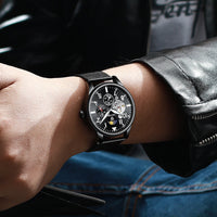HKM-176659 Men's Mechanical Watch with Waterproof, Luminous Features and Moon Phase Indication