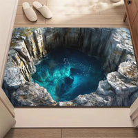 HKM-176787 3D Visual Effect Non-slip Bathroom Mat - Absorbent Crystal Velvet, Multiple Sizes & Patterns