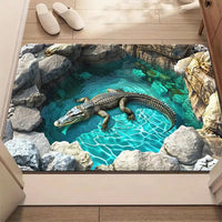 HKM-176787 3D Visual Effect Non-slip Bathroom Mat - Absorbent Crystal Velvet, Multiple Sizes & Patterns