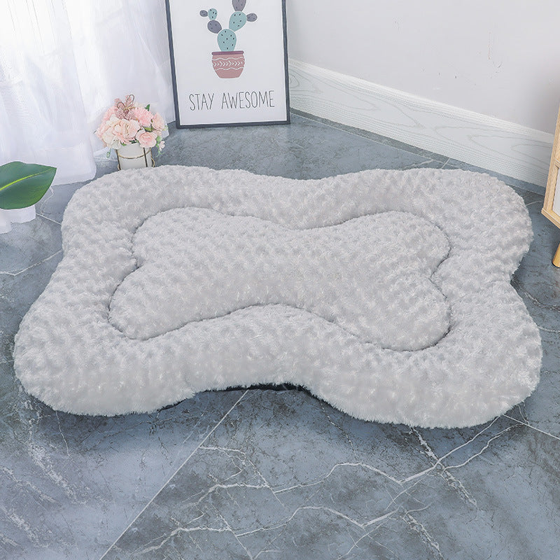 HKM-176915 Universal Rose Pattern Bone Pad for Dogs and Cats - Soft Plush Fabric in Various Colors and Sizes