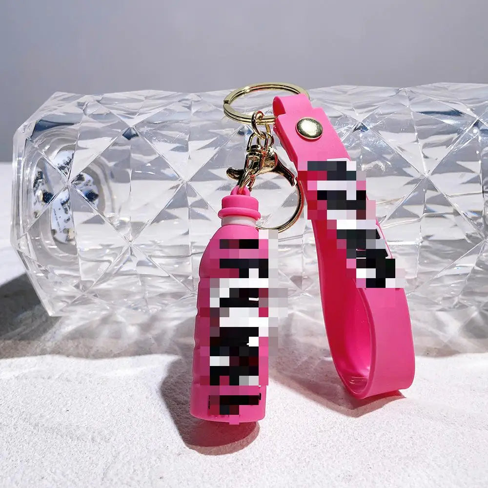 HKM-176979 Cute Energy Drink Bottle Keychain Charm for Bags and Keys, Unisex PVC Silicone Pendant, Fun Gift for All Ages