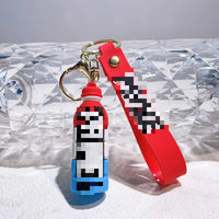 HKM-176979 Cute Energy Drink Bottle Keychain Charm for Bags and Keys, Unisex PVC Silicone Pendant, Fun Gift for All Ages