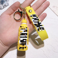 HKM-176979 Cute Energy Drink Bottle Keychain Charm for Bags and Keys, Unisex PVC Silicone Pendant, Fun Gift for All Ages