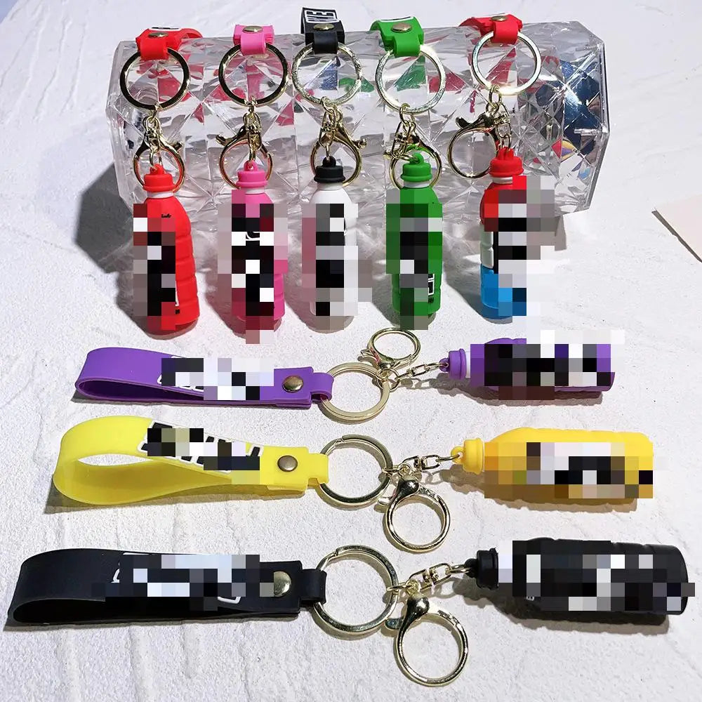HKM-176979 Cute Energy Drink Bottle Keychain Charm for Bags and Keys, Unisex PVC Silicone Pendant, Fun Gift for All Ages