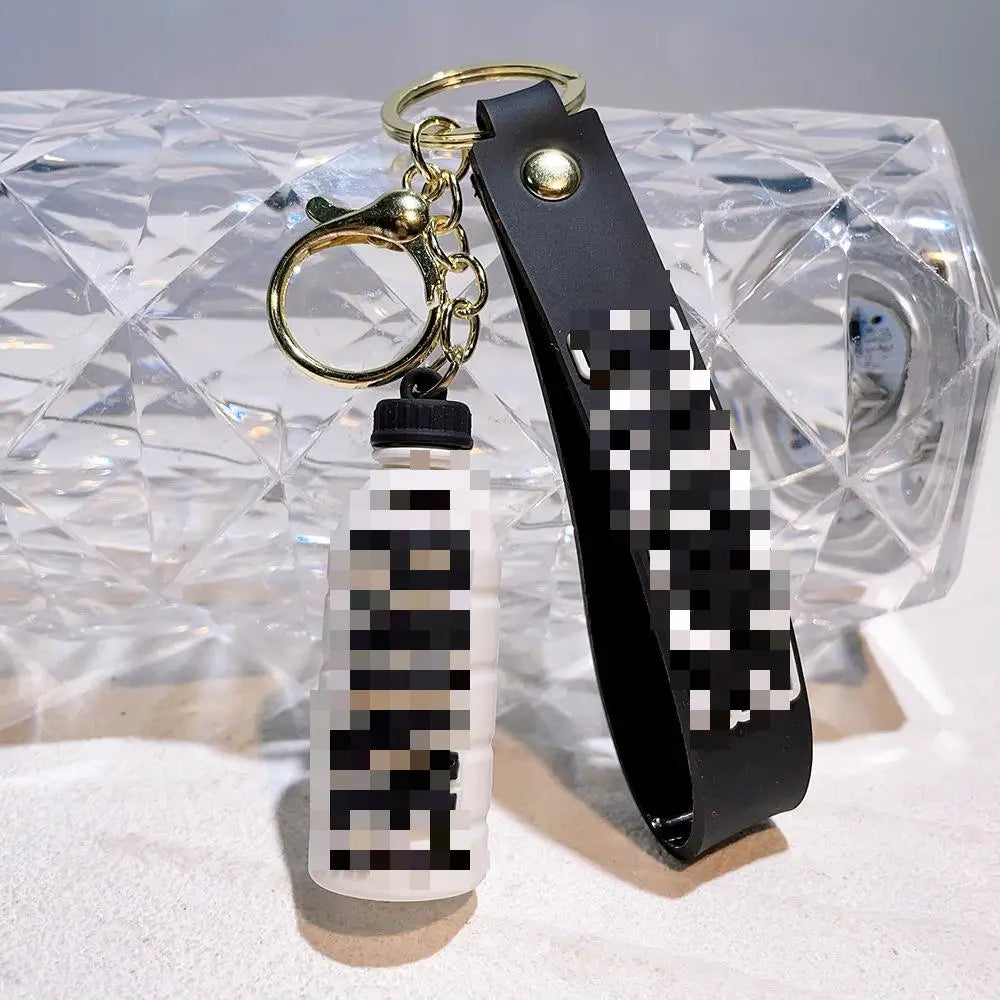 HKM-176979 Cute Energy Drink Bottle Keychain Charm for Bags and Keys, Unisex PVC Silicone Pendant, Fun Gift for All Ages
