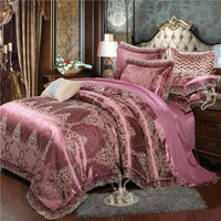 HKM-176979 Tencel Modal Satin Jacquard Bedding Set - 4-Piece Romantic Lace Collection