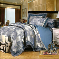 HKM-176979 Tencel Modal Satin Jacquard Bedding Set - 4-Piece Romantic Lace Collection