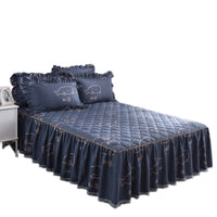HKM-176979 Thick Quilted Floral and Plant Pattern Bedspread and Bed Skirt Set in Various Styles