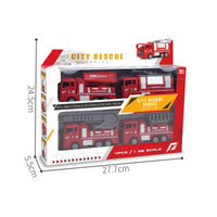 HKM-177107 Pull Back Fire Engine Car Toy Set for Kids - Diecast Engineering Trucks