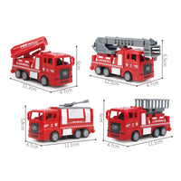 HKM-177107 Pull Back Fire Engine Car Toy Set for Kids - Diecast Engineering Trucks