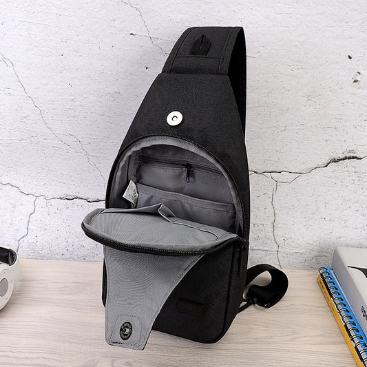HKM-177171 Men's Chest Bag for Outdoor Leisure and Sports - Versatile iPad Backpack in Fashion Gray, Classic Black, and Bright White Gray