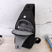 HKM-177171 Men's Chest Bag for Outdoor Leisure and Sports - Versatile iPad Backpack in Fashion Gray, Classic Black, and Bright White Gray