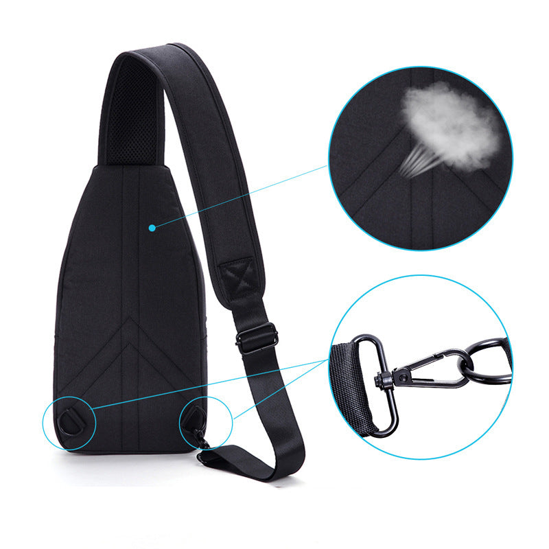 HKM-177171 Men's Chest Bag for Outdoor Leisure and Sports - Versatile iPad Backpack in Fashion Gray, Classic Black, and Bright White Gray