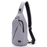HKM-177171 Men's Chest Bag for Outdoor Leisure and Sports - Versatile iPad Backpack in Fashion Gray, Classic Black, and Bright White Gray