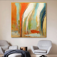 HKM-177235 Handmade Canvas Oil Painting - Modern Orange Abstract Wall Art for Home Decor