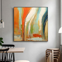 HKM-177235 Handmade Canvas Oil Painting - Modern Orange Abstract Wall Art for Home Decor