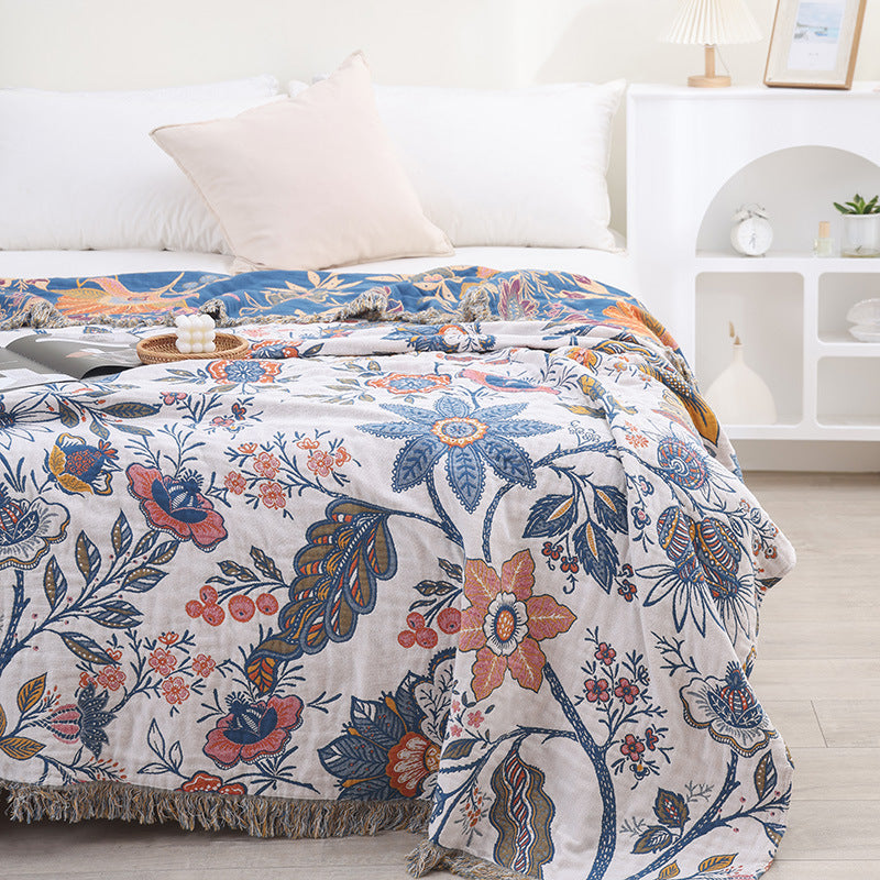 HKM-177299 Cotton Sofa Cover with Floral and Plant Design, 200cm x 230cm