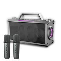 HKM-177363 Portable Wireless Bluetooth Speaker with Subwoofer and Microphone for Home Karaoke and Outdoor Use