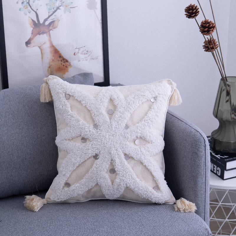 HKM-177427 Bohemian Stripe Cushion Cover with Tassels, Decorative Pillowcase for Home, Bed, Sofa, Car - 45x45cm, 30x50cm