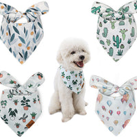 HKM-177619 Summer Pet Scarf with Floral and Cactus Patterns for Dogs - Available in Sizes S, M, L