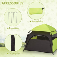 HKM-177811 Pet Camping Tent for Large Dogs, Lightweight with Carrying Bag and Ground Pegs, Dark Gray/Green, Easy Setup