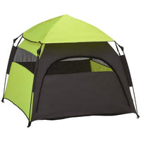 HKM-177811 Pet Camping Tent for Large Dogs, Lightweight with Carrying Bag and Ground Pegs, Dark Gray/Green, Easy Setup