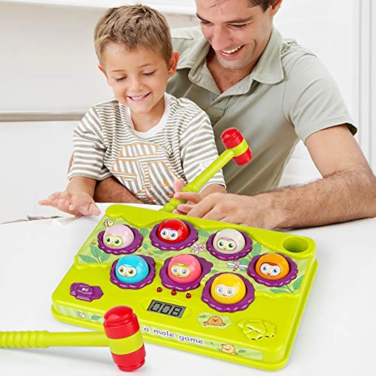 HKM-178259 Interactive Whack-a-Mole Counting Game with 2 Soft Hammers for Kids