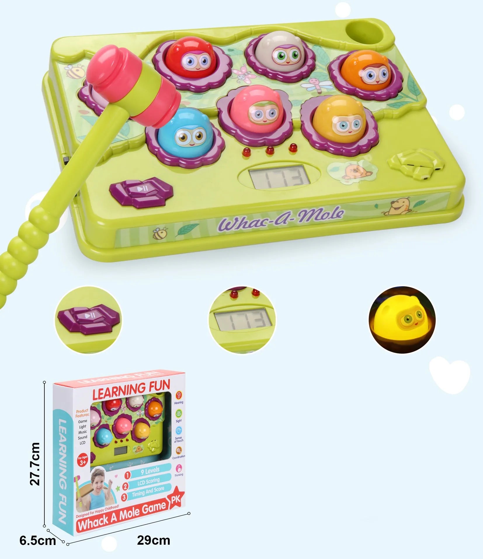 HKM-178259 Interactive Whack-a-Mole Counting Game with 2 Soft Hammers for Kids