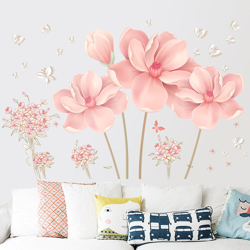 HKM-178387 Modern Flower Wall Stickers - Self-Adhesive PVC Décor for Bedroom Decoration