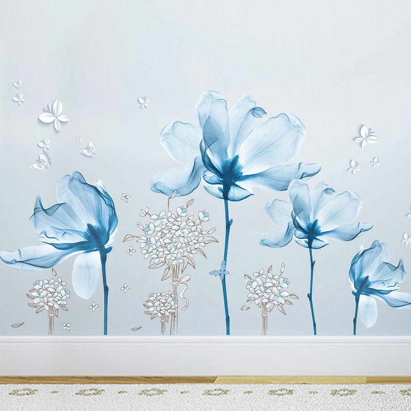 HKM-178387 Modern Flower Wall Stickers - Self-Adhesive PVC Décor for Bedroom Decoration