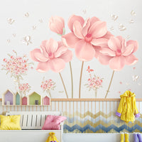 HKM-178387 Modern Flower Wall Stickers - Self-Adhesive PVC Décor for Bedroom Decoration