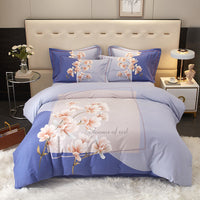 HKM-178451 Floral Pattern All-Cotton Four-Piece Quilt Cover Set in Multiple Sizes