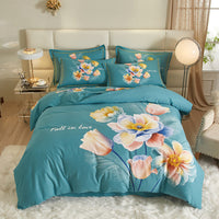 HKM-178451 Floral Pattern All-Cotton Four-Piece Quilt Cover Set in Multiple Sizes